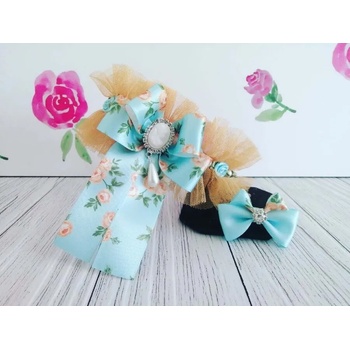 Image 1 of Tiger`s Heart Ръчно изработен комплект от нашийник и панделка за куче