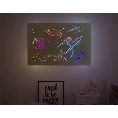 Li-Go "Vesmír" světelný obraz RGB s baterií 90x60cm provedení povrchu: dub