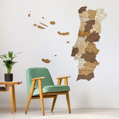 Portugalsko dřevěná mapa 35 x 70 cm