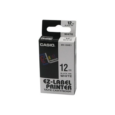 Casio XR-12WE1, 12mm x 8m, čierna tlač/biely podklad, originálna páska