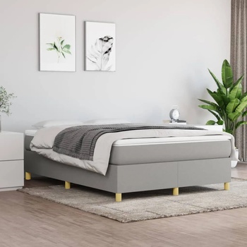 vidaXL Боксспринг легло с матрак, светлосиво, 140x200 см, плат (3144522)