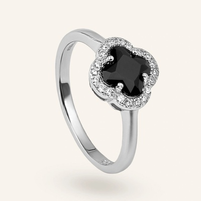 SilveAmo Stylový stříbrný prsten s bílými a černými kubickými zirkony KK2FO.2042
