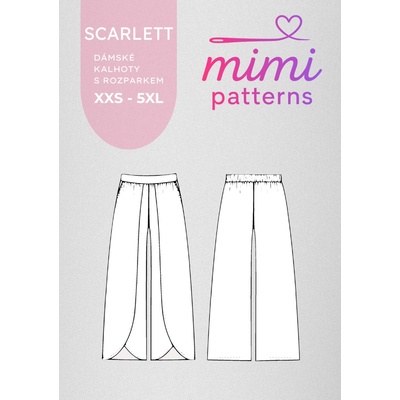 Dámský střih na kalhoty s rozparkem Scarlett, el. formát | MIMI patterns - síť XXS - 5XL (A4) domácí tisk – Zboží Dáma