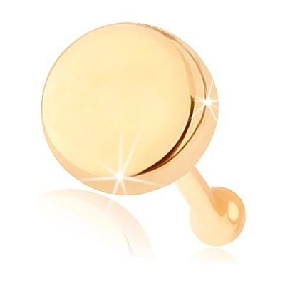 Šperky eshop rovný piercing do nosu ze žlutého zlata plochý lesklý kruh GG95.25