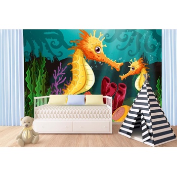 DIMEX ART s. r. o Самозалепваща се флизелинова фототапета две морски кончета 375 x 250 см