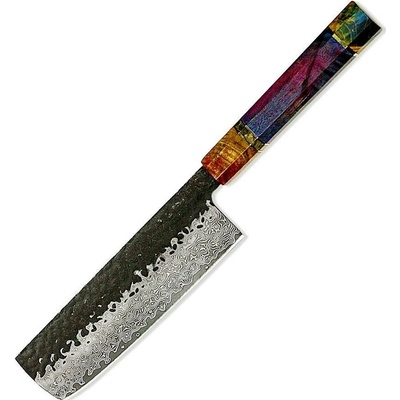 IZMAEL Damaškový kuchynský nôž Seiryu Nakiri/Multifarebná 18.9 cm