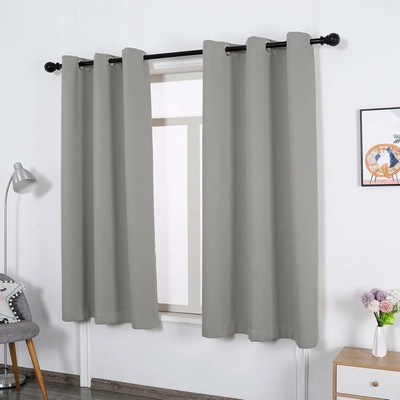 WUXXIANG Sada 2 zatemňovacích závěsů 100 × 120 cm světle šedá s úvazky