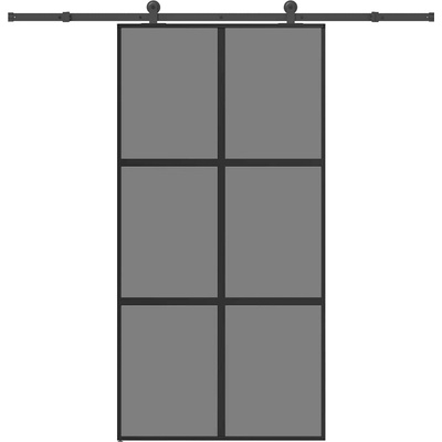 vidaXL Плъзгаща се врата с обков 102, 5x205 см Закалено стъкло&Алуминий (3332988)