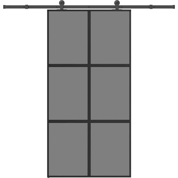 vidaXL Плъзгаща се врата с обков 102, 5x205 см Закалено стъкло&Алуминий (3332988)