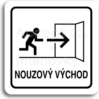 ACCEPT Piktogram nouzový východ IV - bílá tabulka - černý tisk