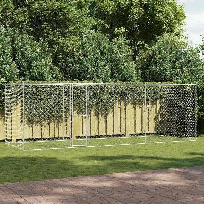 vidaXL Klec pro psy se 3 dveřmi 600 x 200 x 200 cm pozinkovaná ocel stříbrná 9799.3368310