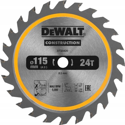 Řezný kotouč na dřevo s hřebíky, 115x9,5x1 mm, DeWalt [DT20420-QZ] #G24