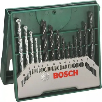 Bosch Свредло за дърво Bosch метал, дърво и камък к-кт 15 бр. 3-8 мм, Mini-X-Line- 2 607 019 675