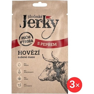 Jihočeské Jerky Hovězí s pepřem 3 x 20 g