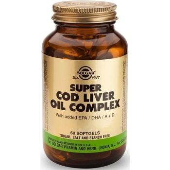 Solgar Хранителна добавка комплекс масло от дроб от норвежка треска , Solgar Super Cod Liver Oil Complex 60 Softgels