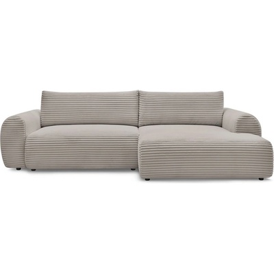 Bobochic Светлосиво-бежов разтегателен ъглов диван от рипсено кадифе (десен ъгъл) Lucien - Bobochic Paris (104446)