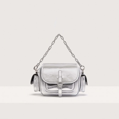 Coccinelle CAMPUS SMO.MET. MINI kožená kabelka SILVER AW24