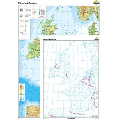 Cartographia Západná Európa + slepá mapa DUO (120x160 cm)