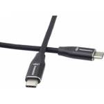 PremiumCord USB-C M/M Cable, 240W 480Mbps black cotton braid, 1.5m