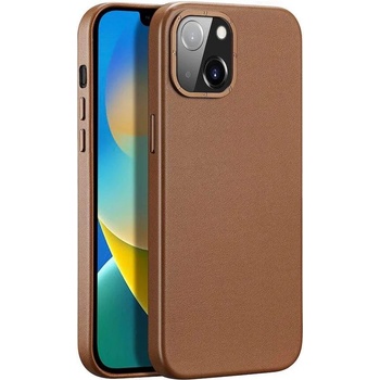 Dux Ducis Grit Faux Leather MagSafe Case - дизайнерски кожен кейс с MagSafe за iPhone 14 (кафяв)