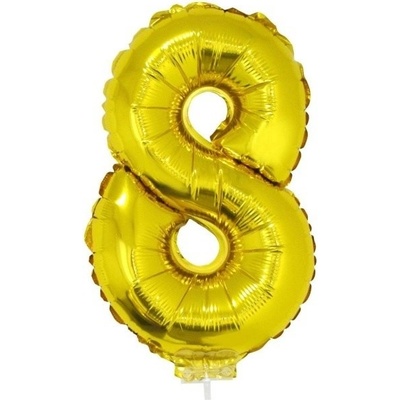 Foliový balónek číslo 8 zlatý 41 cm + tyčka