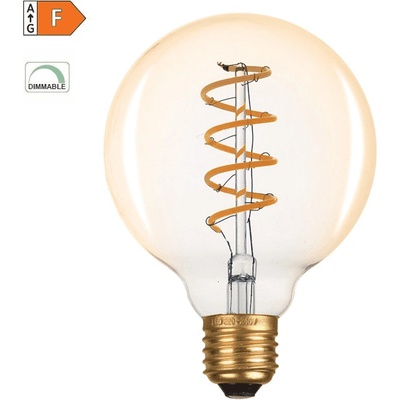 Diolamp LED Spiral Filament žárovka Globe G95 Amber 4W/230V/E27/1800K/270Lm/360°/Dim