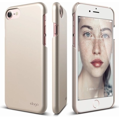 elago Поликарбонатов кейс Elago S7 Slim Fit 2, iPhone 7, HD покритие+микрофибърна кърпа, златист (ES7SM2-GD-RT)