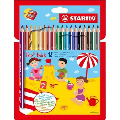 STABILO Trio, hrubá 18 ks Púzdro so strúhadlom - STABILO - Stabilo Farbičky Trio so strúhadlom 18ks