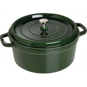 Staub Чугунена тенджера Staub La Cocotte 40509-361-0, 6.7 л, 28 см, -20°C До 260°C, Емайл, Капак с капкова структура, Индукция, Зелен (40509-361-0)