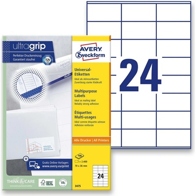 Avery Zweckform 3475 univerzální etikety 70,0 x 36,0 mm 2400 etiket bílé