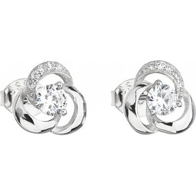 Evolution Group strieborné náušnice kôstky so zirkónom v bielej farbe 11006.1