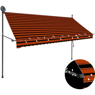 Nabytek XL Ručně zatahovací markýza s LED světlem 300 cm oranžovo-hnědá