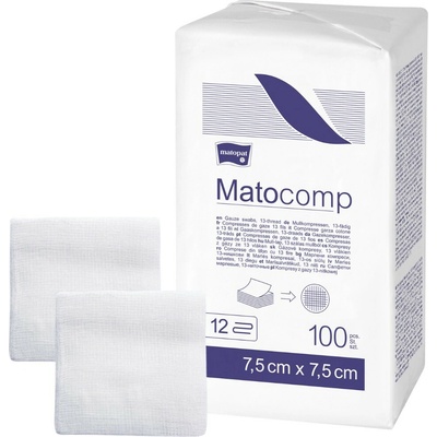 Matopat Matopat Matocomp Gázové kompresy na kozmetické účely 100 kusov 7,5 x 7,5 cm 13 12