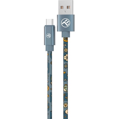 Tellur Кабел Tellur - Graffiti, USB-A/USB-C, 3A, 1 m, син (TLL155671)