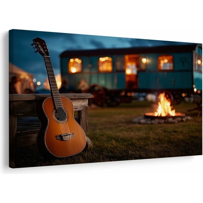 Obraz gitara pri táboráku