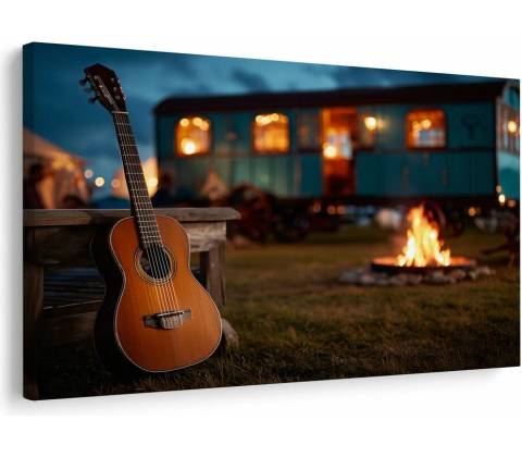 Obraz gitara pri táboráku