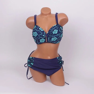 Макси бански в синьо и нежно зелено