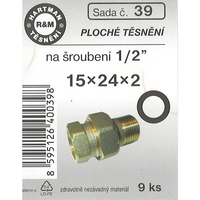 HARTMAN těsnění pryžové ploché na šroubení 1/2", sada č. 39