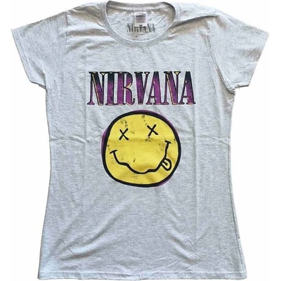 metal Rock off Nirvana Xerox Happy Face Pink heather Čierna