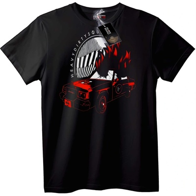 NOONEBRAND Тениска Огнена Кола Тежко Мръсно - 6XL, Black