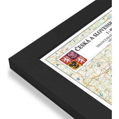 Excart Maps ČR + SR - nástěnná mapa 200 x 140 cm Varianta: mapa v dřevěném rámu, Provedení: Pegi černý