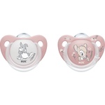 Nuk Силиконови залъгалки NUK - Bambi, 6-18 месеца, 2 броя + кутийка за съхранение и стерилизация (10176008)