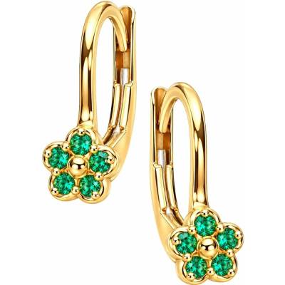 Zlaton Náušnice žluté zlato květina se zirkony visací 1.4cm 1.5g O27072615363