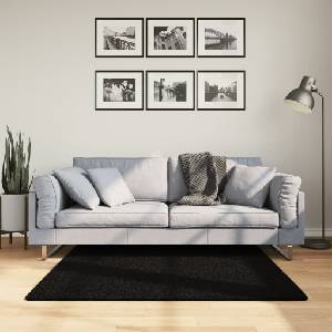 vidaXL Килим HUARTE с къс косъм, мек и миещ се, черен, 120x120 см (375113)