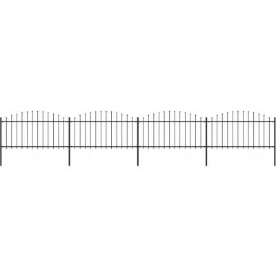 vidaXL Zahradní plot s hroty ocel (1,25–1,5) x 6,8 m černý