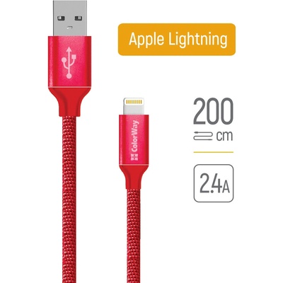 ColorWay CW-CBUL007-RD USB Apple Lightning 2.4A 2m červený