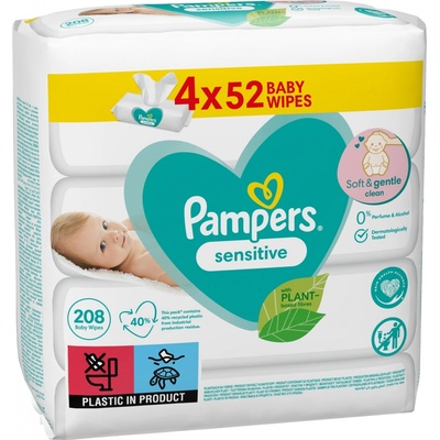 Pampers Sensitive vlhčené obrúsky 4 x 208 ks