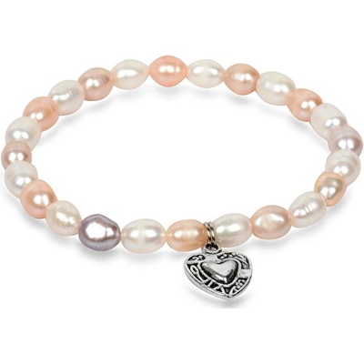 JwL Jewellery Jemný z pravých perel s kovovým srdíčkem JL0293