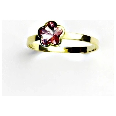 Čištín žluté zlato,prstýnek se Swarovski krystalem light rose T 1297