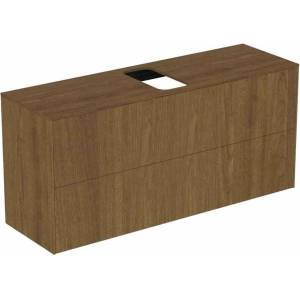Ideal Standard Стенен шкаф Ideal Standard Atelier Conca, 2 чекмеджета и плот с централен изрез, 120 см, цвят тъмен орех (T3949Y5)